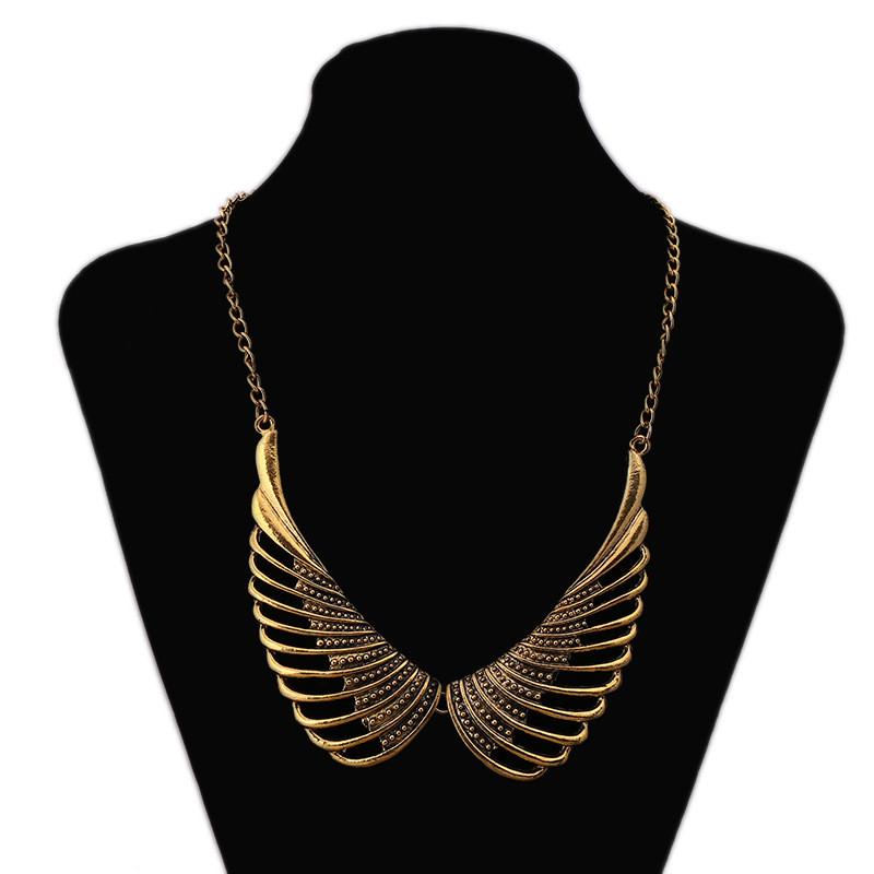 Fashionable Retro Angel Wing Pendant Women Metal Necklace Accessory