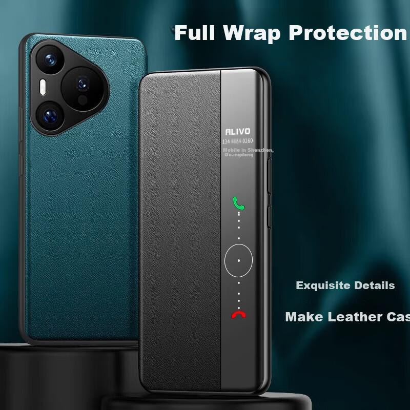 EDDGA Huawei Pura80Ultra Phone Case, Pura80ultra Protective Cover, Flip Smart Window Sleep Case, Full Protection Anti-Drop Business Leather Case
