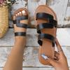 Fashion 2025 Summer New Woman Round Flat Slippers Fashion Versatile Women's Sandals Simple Retro Women Beach Shoes Sandalias De Mujer