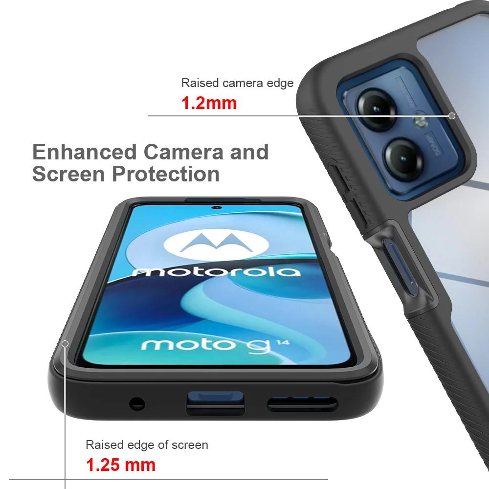 Чехол Armor для Motorola G84 G14 G53 G23 G13 G82 G62 G52 G42 G32 G22 E20 E13 G60S G31 51 71 50 Жесткий чехол Otter Box HD Прозрачная задняя крышка из ТПУ с рамкой