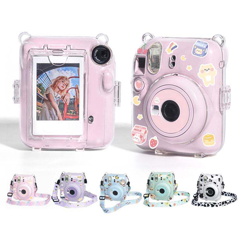 1 Набор Для Instax Mini 12 Прозрачная Сумка для Камеры Дорожная Сумка на Плечо с Милыми Наклейками Прозрачный Ремешок-Шнурок для Камеры Наклейки