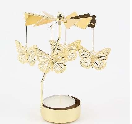 Gol2026 Christmas Tree Snowman Santa Birthday Angel Fairy Spinning Rotating Carousel Candle Holder Tealight Drop Shipping