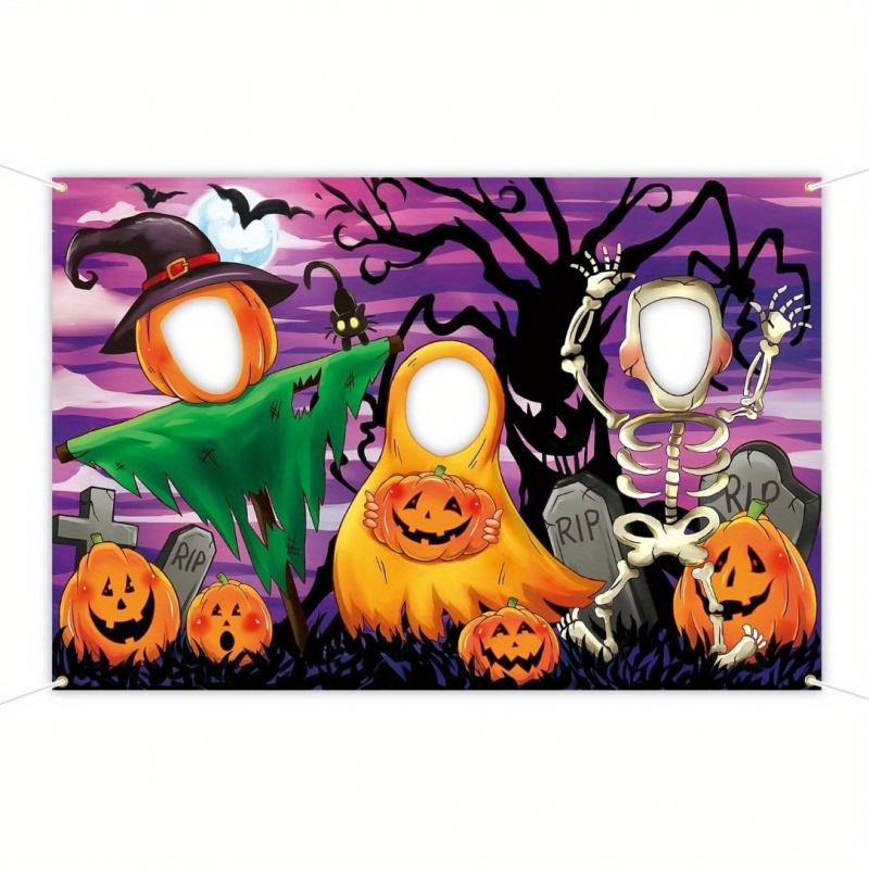 1pc, 2Dflat, Spooky Night Cutout Photo Prop Banner, Suitable for Halloween Photography Props, wsj