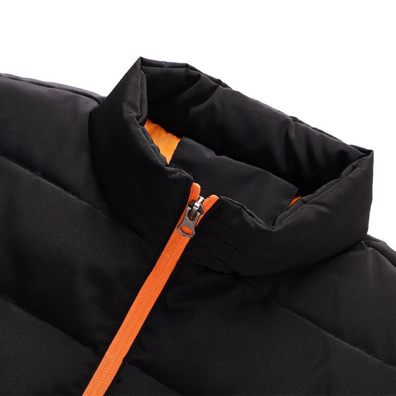 Зимняя стеганая куртка, мужская стеганая куртка большого размера, мужская однотонная простая стеганая куртка с воротником-стойкой