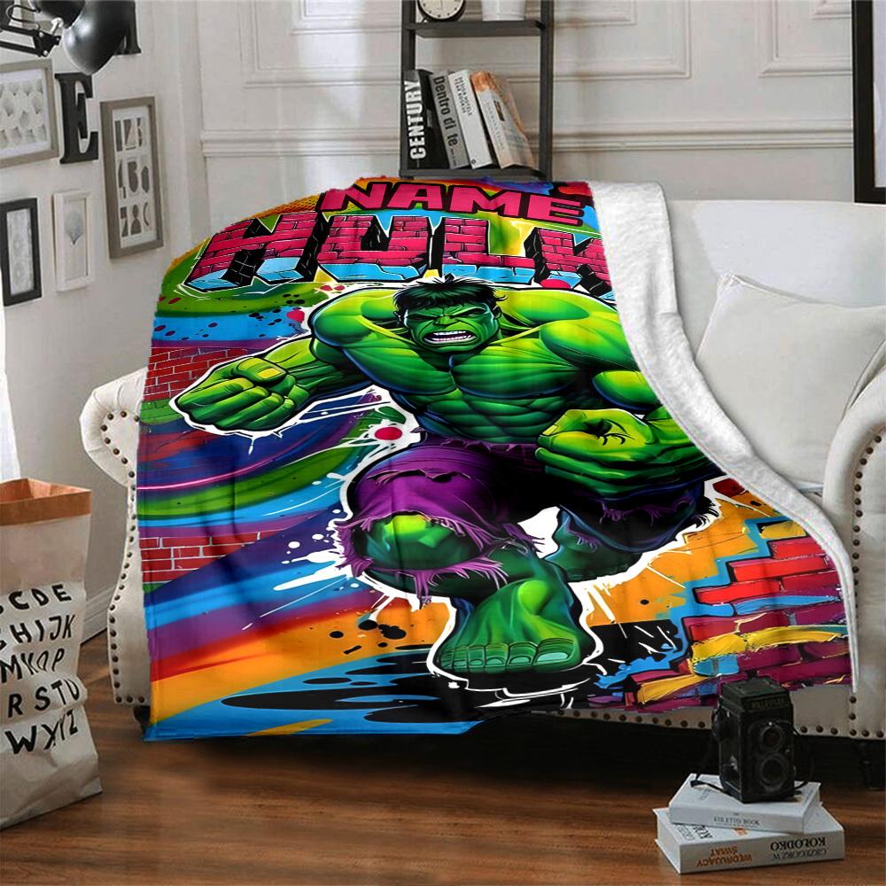 Hulk Action Vibrant Background Lightweight Personalized Blanket Personalized Text Soft Warm Cozy Throw For Sofa Couch Office Bed Picnics For All