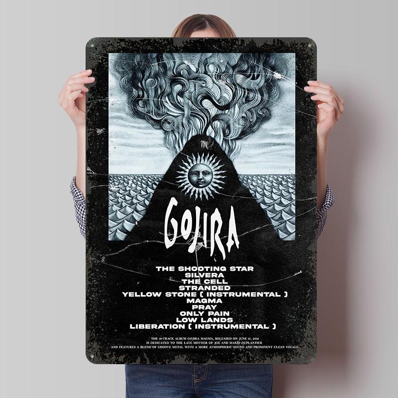Gojira Magma Album Cover Art Metal Poster Customized Wall Art Retro Vintage Tinplate Signs for Gamer Decoration Room Wand Deko