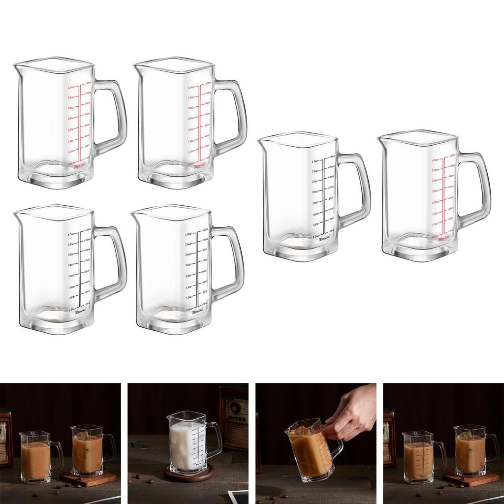 Прозрачная стеклянная мерная чашка, кувшины для эспрессо и носик, стеклянная посуда для питья, кувшин для вспенивания молока для