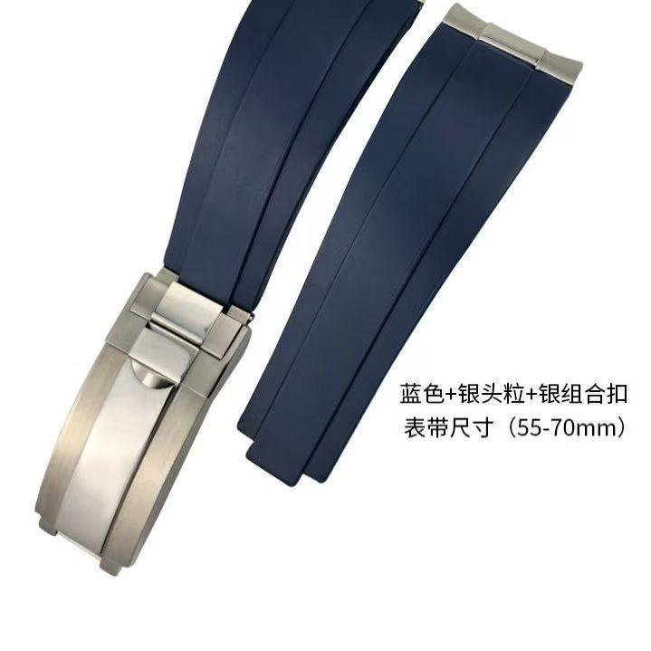 20mm Metal Link Curved End Rubber Watchband For Rolex Submariner DAYTONA Yacht-Master GMT Strap Silicone Bracelets