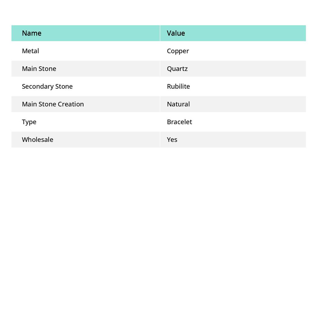 Солнечный Кварц, Рубелит Драгоценный Камень Медная Бижутерия Ручной Работы Браслет 7-8 a9Y38