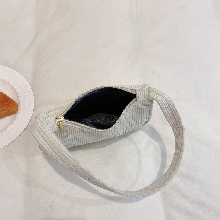 IELGY Women's Hand-held Small Square Bag, Plush Shoulder Fashion Retro Corduroy Underarm Baguette Bag