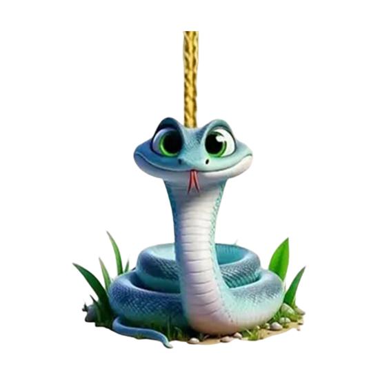 Украшение в виде змеи, мультяшная змея, подвесное украшение на рождественскую елку, красочная акриловая змея, аксессуар для заднего вида автомобиля для праздничного декора