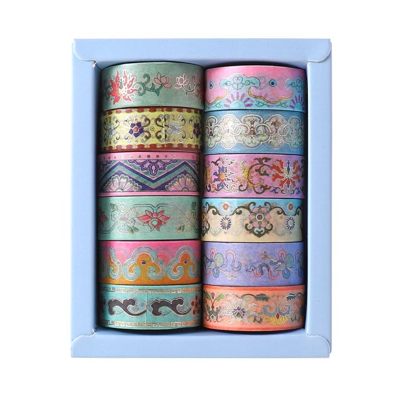 12Pcs/Set Japanese Style Washi Tapes Masking Tape Washi Stickers Scrapbooking Adhesive DIY Decorative Stationery School Supplies