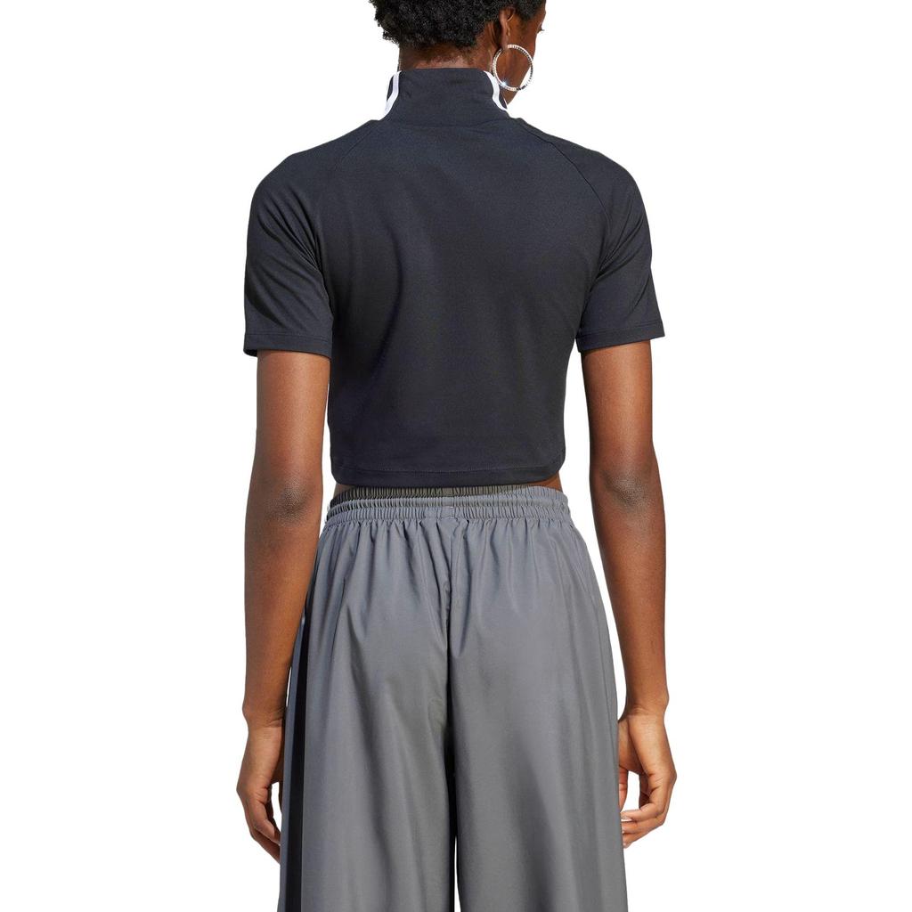 Adidas Originals Trefoil Embroidered Logo Crop Turtleneck T-Shirt Women Tops Black IV9323