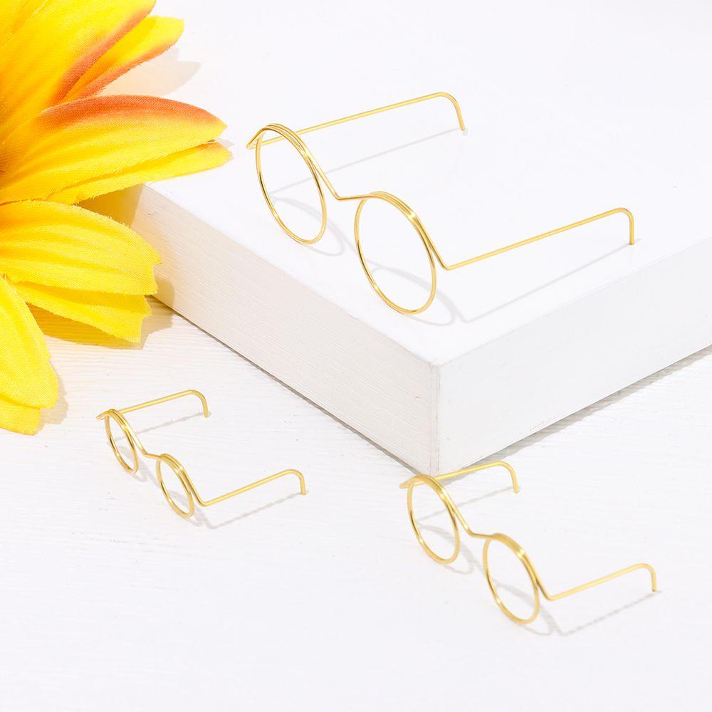 Детская игрушка сплав милые очки для куклы без линз золотые круглая оправа