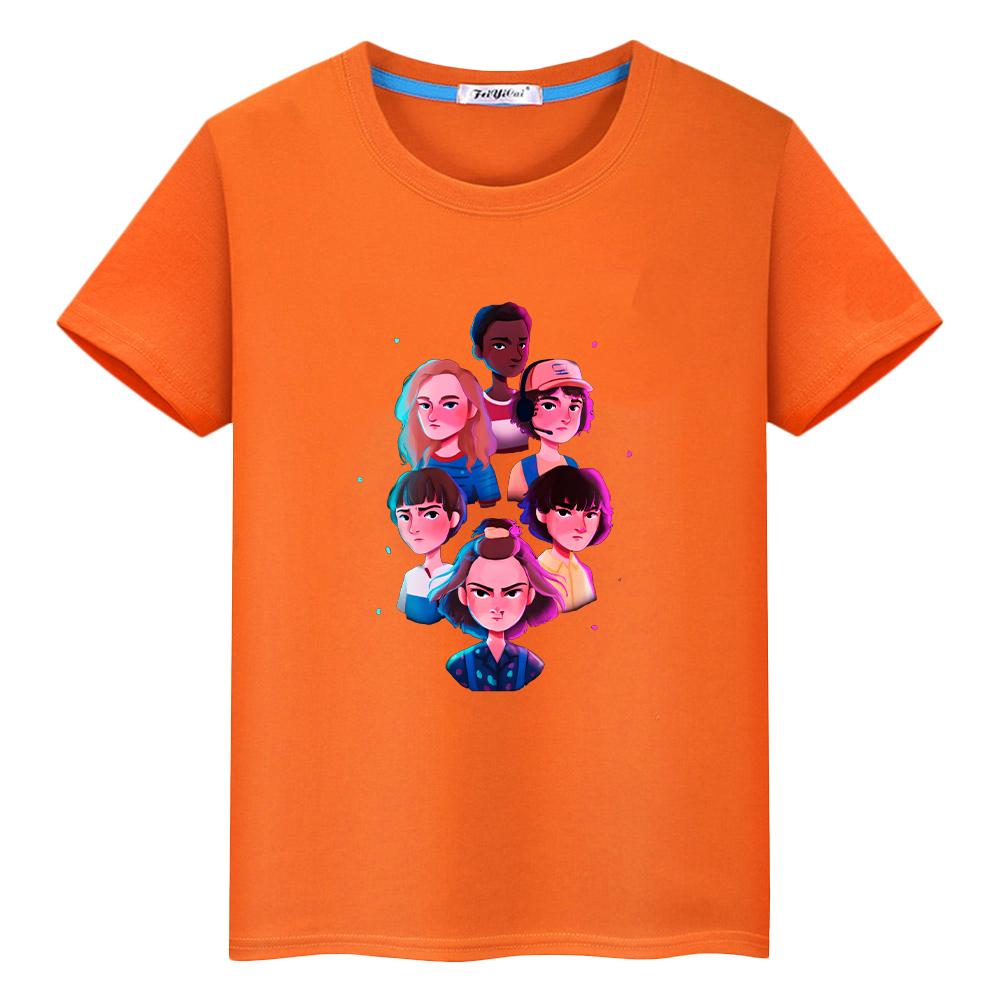 Футболка для детей, мальчиков, 10 лет, очень странные дела, принт, 100% хлопок, аниме-футболки, короткие топы, кавайная футболка, детская одежда 2000 года, девочки
