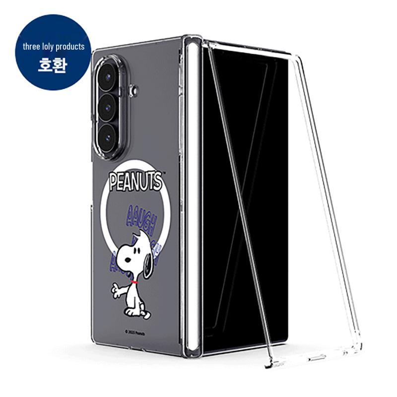 Snoopy & Charlie Cartoon Samsung Z Fold7 Clear Magnetic Phone Case