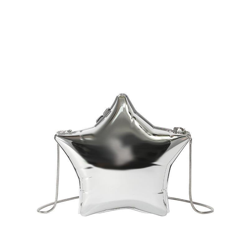 Small and cute five-pointed star fashion handbag for women, stylish solid color evening bag, chain single shoulder crossbody bag
