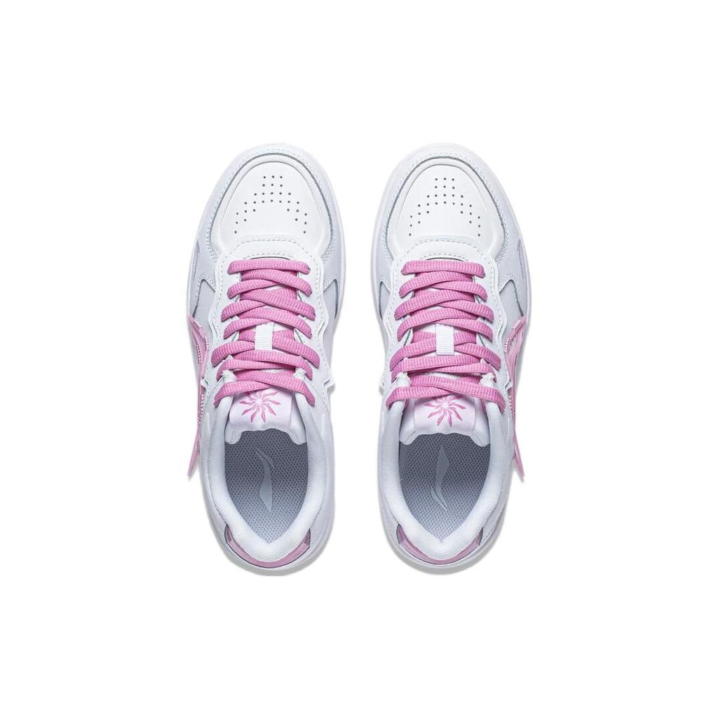 Li Ning Rising Phoenix Нескользящие Нескользящие Низкие Скейтбордические Кроссовки Женские Белый Розовый AGCT380-3