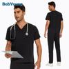 Men Wear Stylish Scrubs Sets Medical Hospital Uniform Doctors Nursing Tops Pant Suits Solid Color Surgical Uniforms Women