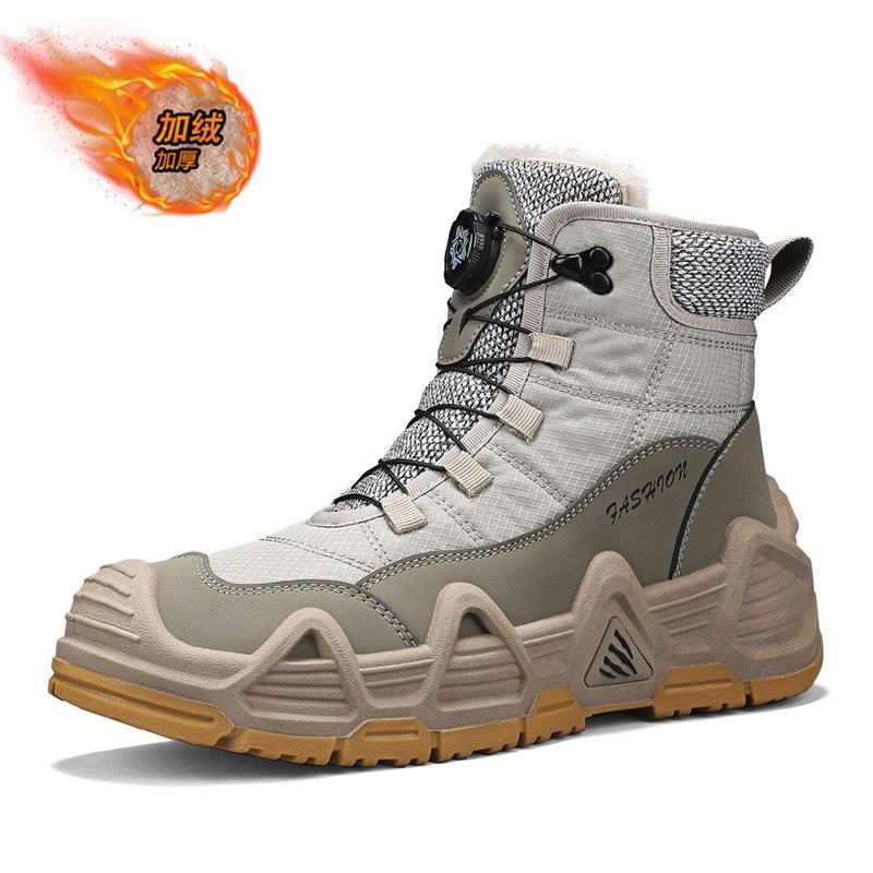 Зимние высокие снегоступы для улицы, новые, нескользящие, износостойкие, на флисе, походная обувь, с вращающейся пряжкой, на термохлопке
