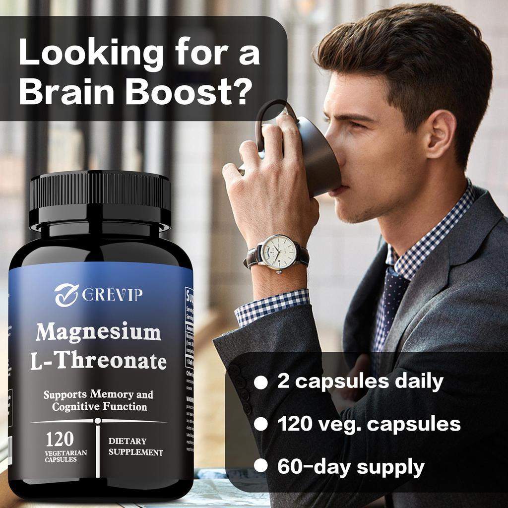 120pcs Magnesium L-Threonate 2000mg - Nootropic Brain Booster, Memory & Focus