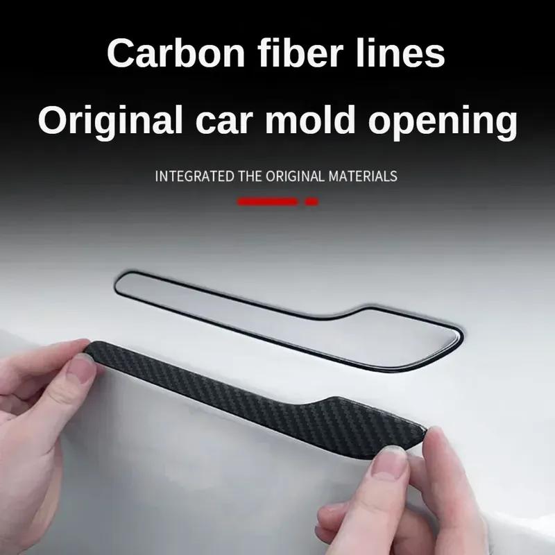 Door Handle Sticker for Tesla Model 3/Y/3 Highland Model Y Juniper 2025 Carbon Fiber Door Protector Wrap Cover Paste Accessories