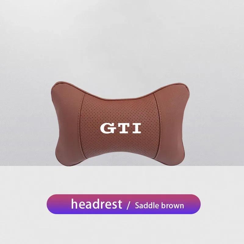 VW Car Leather Headrest Seat Head Support Neck Pillow For Volkswagen Polo Golf GTI CC Tiguan Arteon Passat Jetta Touareg ID.3