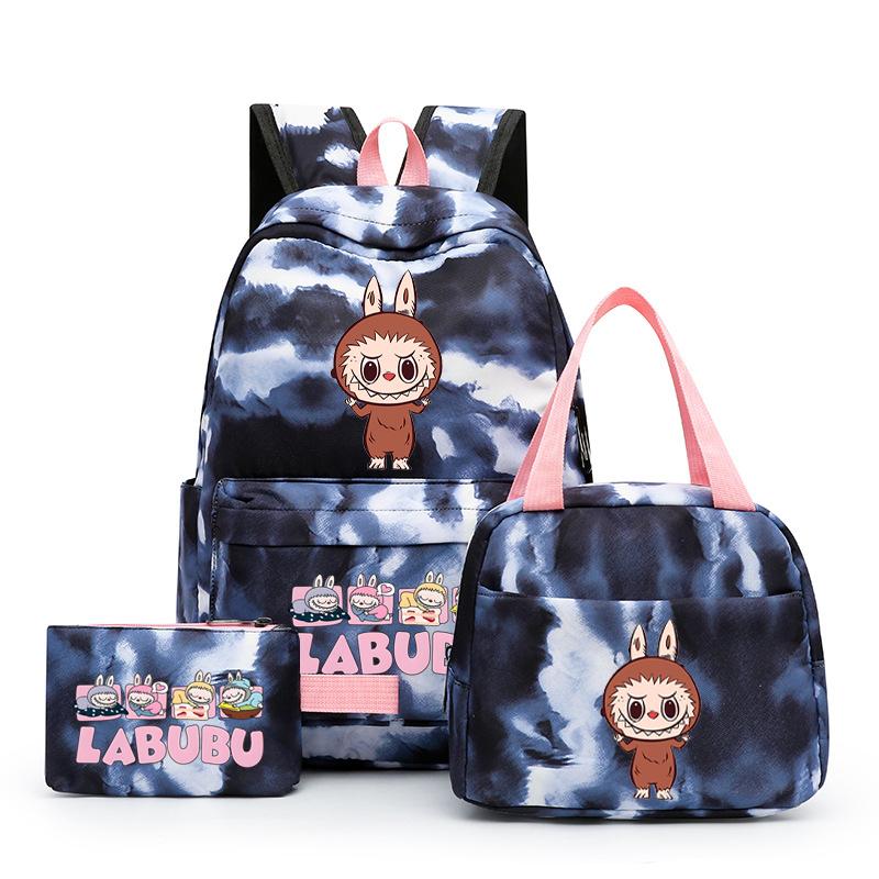 3Pcs/set Printed Backpack with Lunch Bag Pencil Case Boy Girl Knapsack Teenage Student Large Capacity Colorful Bookbag