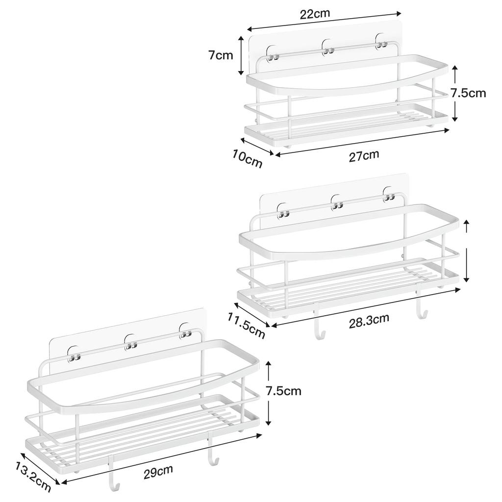 Bullthree ванная комната 3 уровня душевая кабина закреплена с прочным водонепроницаемым и устойчивым к ржавчине крючком для хранения мелких предметов белая стойка, стойка, хранение, клей, устойчивость,