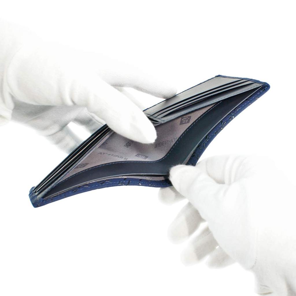 Кошелек Inden, складной, для купюр, без монет, темно-синий с черным рисунком стрекозы, [Indenya], I, кошелек, замша, лак, 2005-04-008