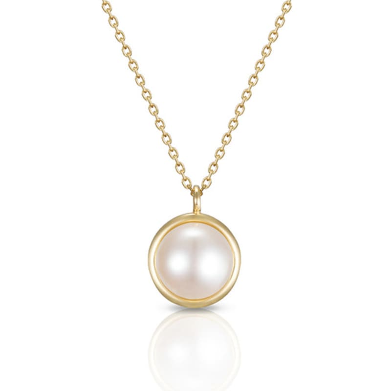 LUNNE 14k Freshwater Pearl Bezel Necklace (14k Gold) #LFN11