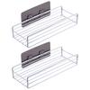 2Pcs Floating Shelves Wall Mounted Storage Rust-proof And Easy To Clean with Black Metal Frame for Bathroom Bedroom Kitchen