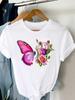(Азиатский размер) Женская футболка с милым принтом бабочки в стиле 90-х годов, модная женская футболка с коротким рукавом и принтом, повседневная футболка, женские футболки с графикой