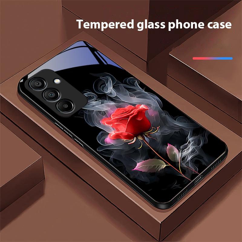 Белый Дым Красная Роза Для Samsung Galaxy A15 5G 54 4G 51 50 24 35 90 71 12 51 53 52S 80 22 34 Черный Чехол для Телефона из Закаленного Стекла