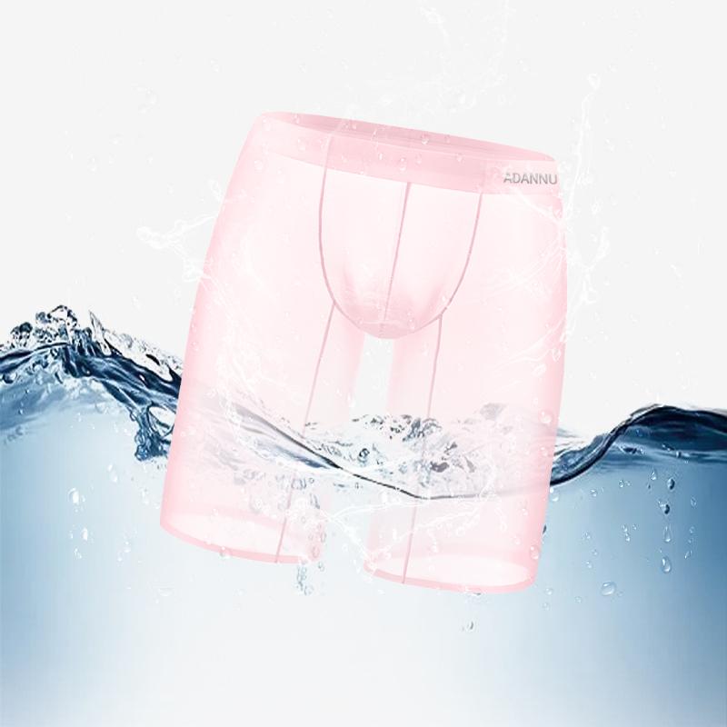 Спортивные мужские 5-точечные брюки для фитнеса, дышащие сексуальные леггинсы, мужское нижнее белье, ультратонкие бесшовные прозрачные удлиненные шорты-боксеры