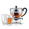 BODUM CHAMBORD для Черного Зеленого Китайского Травяного и Фруктового Чайник из Нержавеющей Стали и Стекла, Можно Мыть в Посудомоечной Машине, 1300 мл, Серебристый, Чай, Чай, Чай, Чай, Чай, Фильтр,