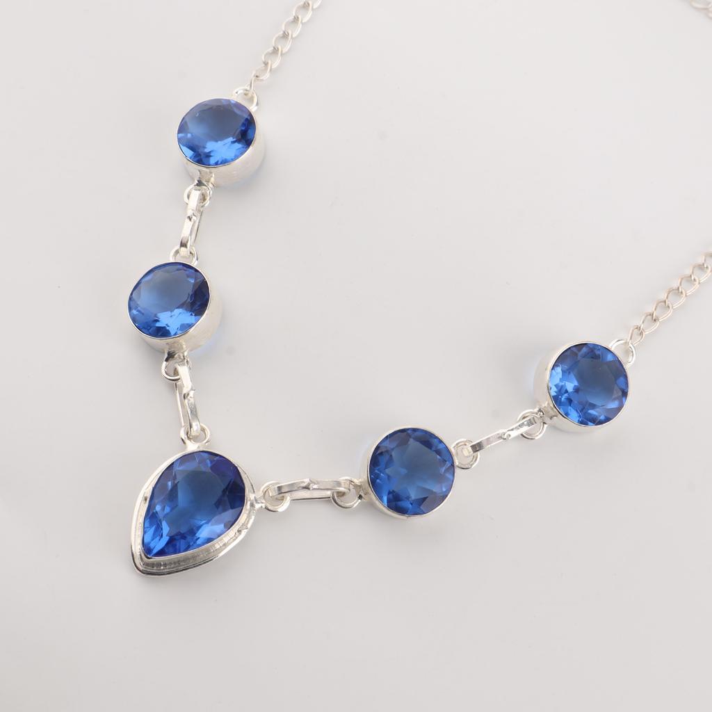 Танзанит Драгоценный Камень 925 Стерлинговое Серебро Ручной Работы Ювелирные Изделия Женский Свадебный Кулон 16-18" RN-3-8