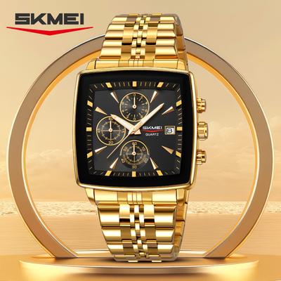 Роскошные кварцевые мужские повседневные часы квадратной формы от ведущего бренда, механизм, водонепроницаемые мужские наручные часы, отображение даты и дня недели, мужские часы