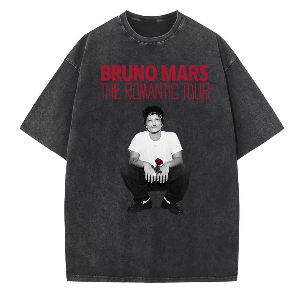 benber Bruno Mars The Romantic Tour Washed Oversized Yk Tshirt Men Women Hip Hop Short Sleeve Casual Loose Tee Shirt Female Male