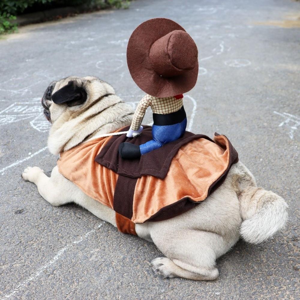 Novelty Dog Riding Denim Clothing Adjustable Cat Party Dressed Up Dog Cosplay Costumes  Photo Prop