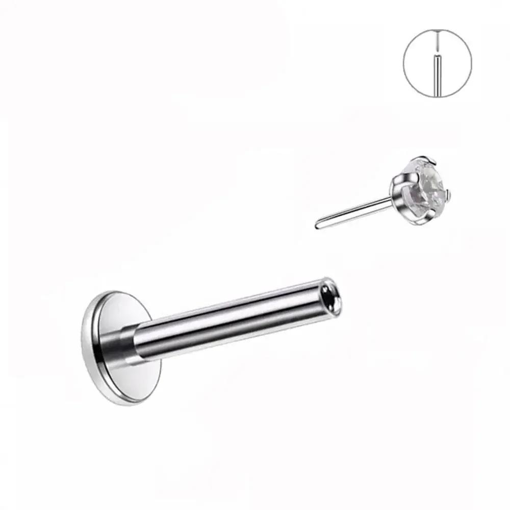 10 шт. Серьги-гвоздики без резьбы G23 Титан Пирсинг Носа Push Pin Лабреты Кольца для Губ Серьги Хряща Уха Хеликса Пирсинг Украшения