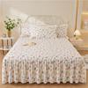 3Pcs Floral Printed Bed Skirt Set 100% Cotton Soft Bedspread Princess Style Bedroom High Quality Bed Cover with Pillowcases