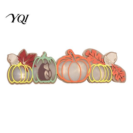 Festive Autumn Party Supplies Fall Thanksgiving LED Tabletop Decor, Maple Leaf Harvest Themed Lighted Wooden Desktop Centerpiece Centerpiece,