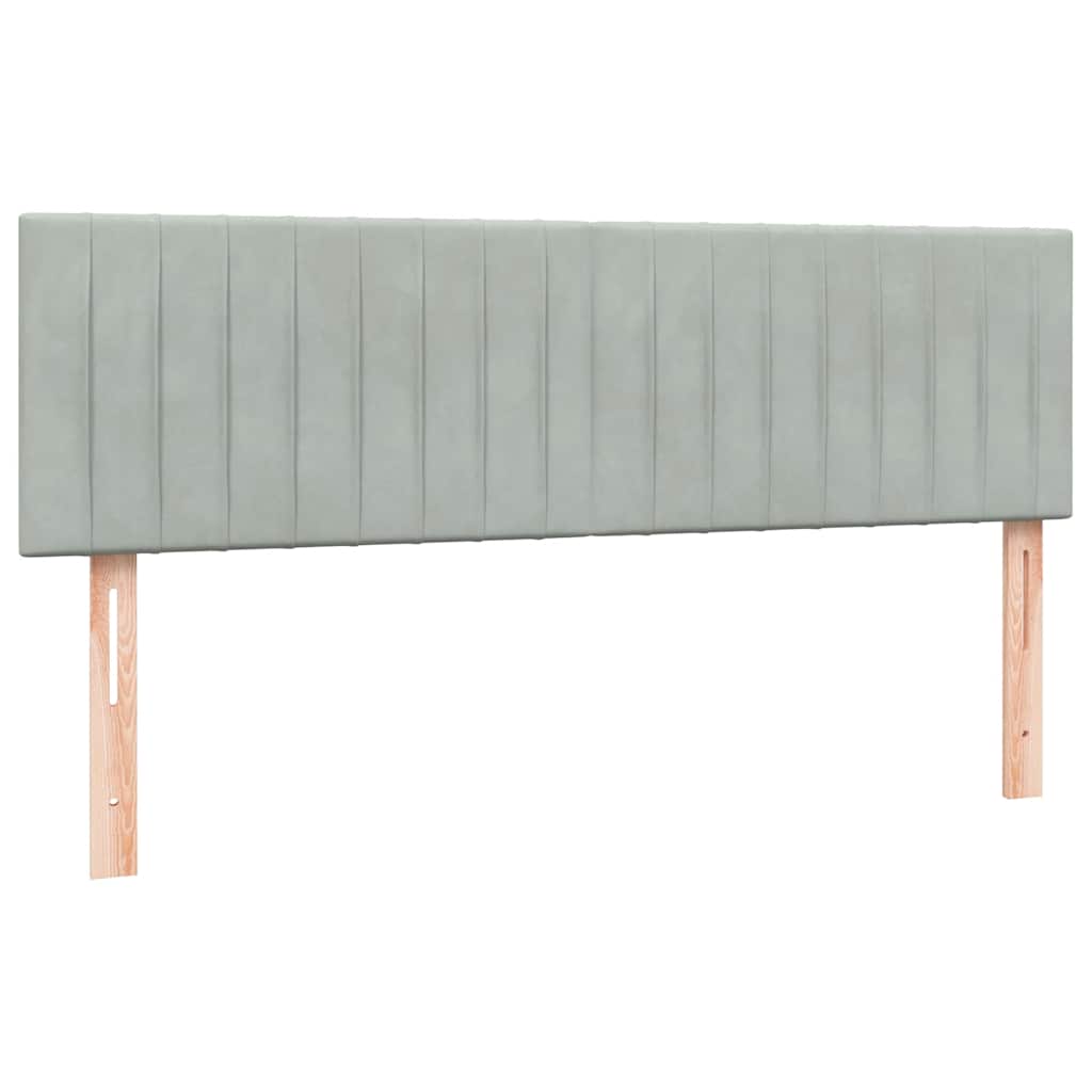Box Spring Bed with Mattress Light Grey 160 x 210 cm Velvet