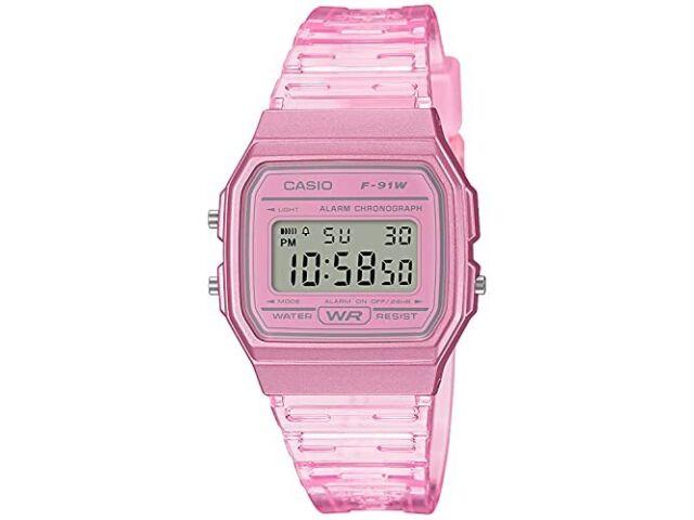 Casio Коллекция F-91WS-4JH Мужские часы Прозрачный розовый блистерная упаковка Секундомер НОВЫЙ