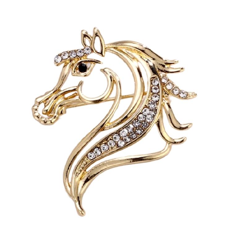 Shining Horse Head Decorative Pin Brooch Premium Alloy Material Crystal Accents Versatile For Daily Occasions Party