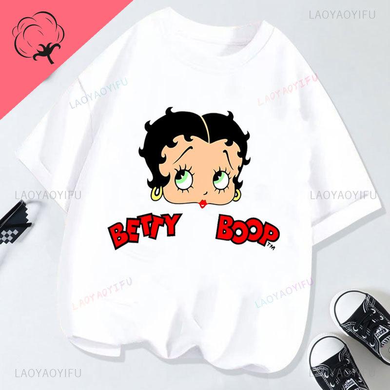 Новая Модная Футболка BettyBoop Кавайная Хлопковая С Круглым Вырезом Одежда 2000-х Y2k Женская Стиль Shoujo Девочка Креативная Футболка