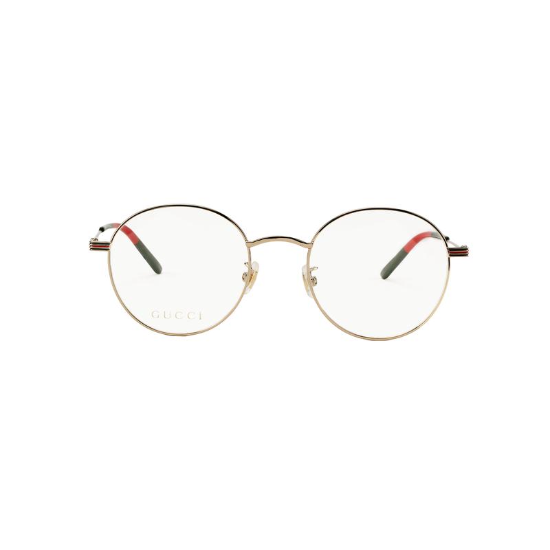 Gucci optical glasses [Available prescription] Gold frame, transparent lens, side webbing GG1054OK-002 51 F dust bag + glasses case (random color)
