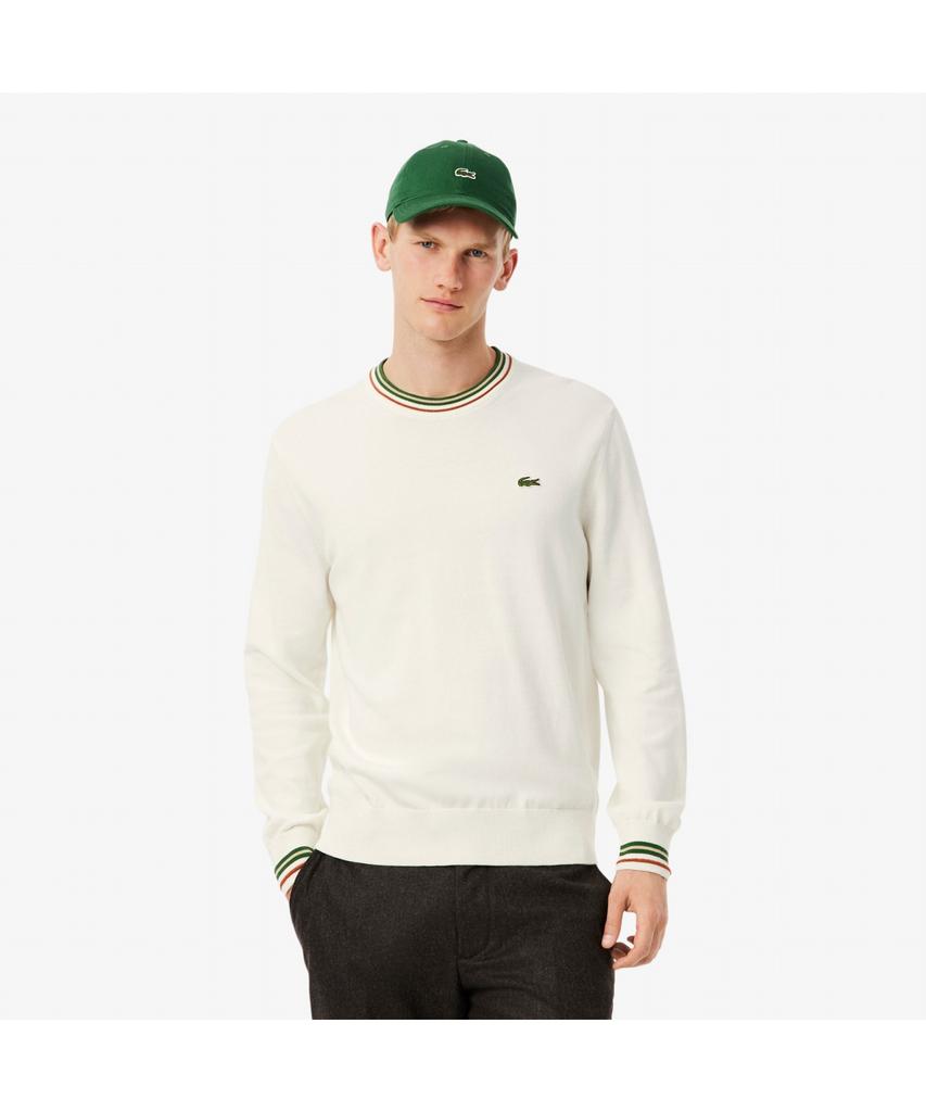 LACOSTE Men'S Tipping Cotton Crew Neck Sweater Ah5158-55N X0N