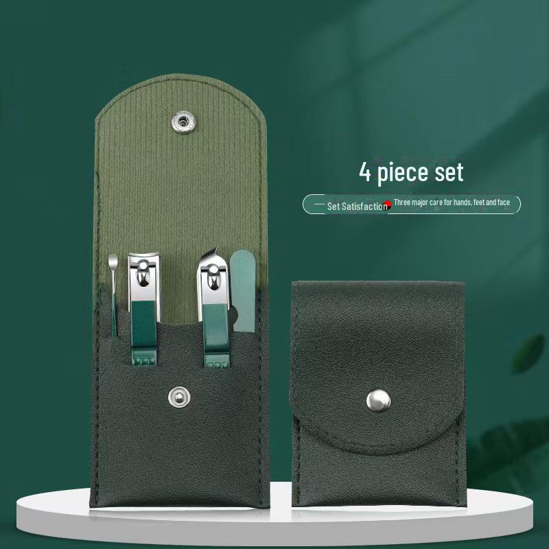 Темно-зеленый набор из 7 предметов из нержавеющей стали для ухода за ногтями, включающий кусачки и плоскогубцы